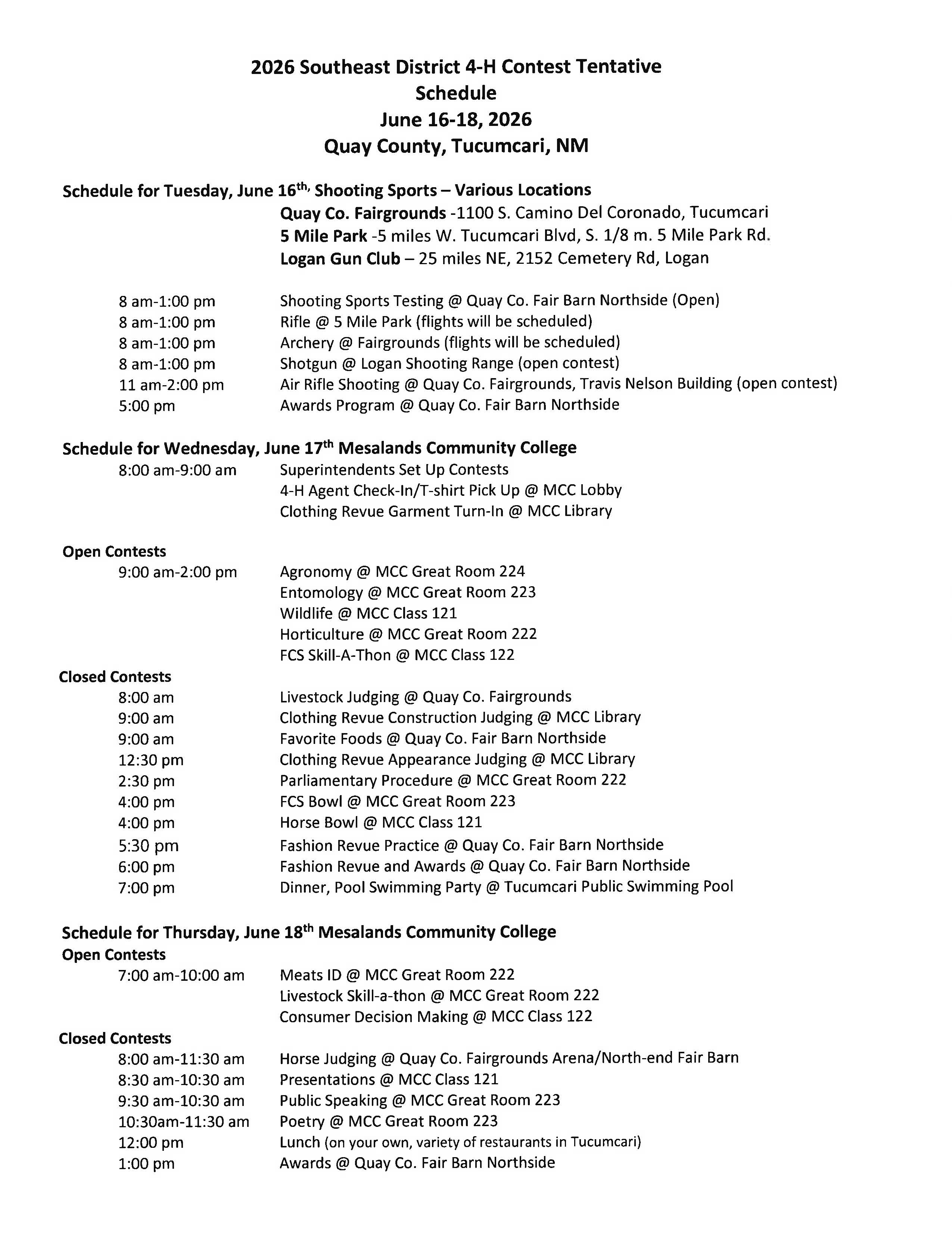 New Schedule